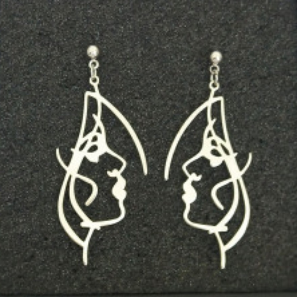 Minimalist Art Portrait Drop Earrings - Picture 5 of 6